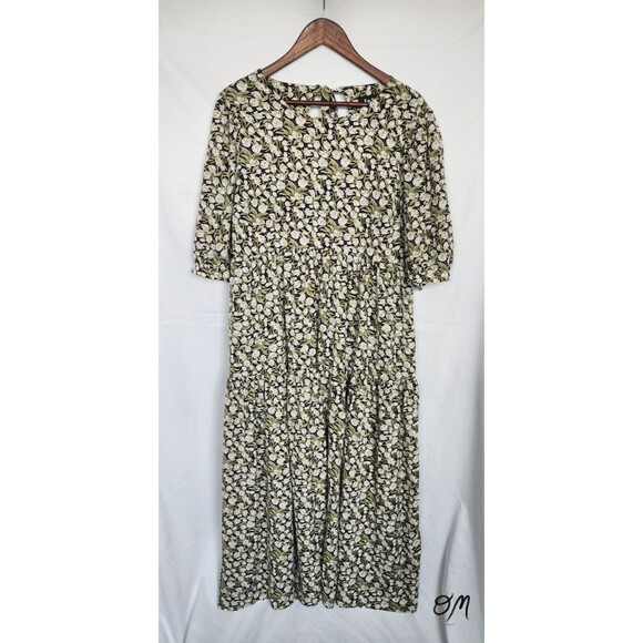 Womens En Saison Black Floral Tie Open Back Midi Dress - XL - Picture 1 of 9